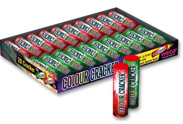 Colour Cracker von Weco - 20 Knaller mit roten oder grünen Vorbrenner