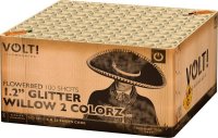 1,2" Glitter Willow 2 Colorz 100 Schuss Verbundfeuerwerk aus der Volt! Reihe 