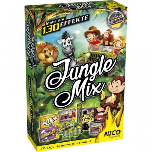 Jungle Mix Kinderfeuerwerk mit 130 Teilen und 12 Effekten