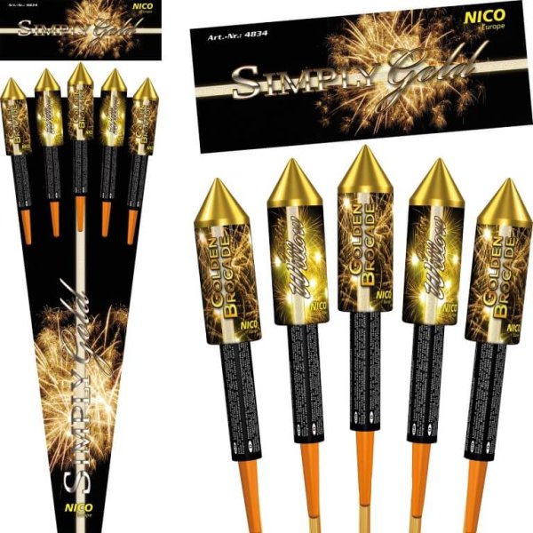 5 dicke goldene Raketen von Nico Feuerwerk
