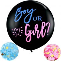 Großer Gender Reveal Ballon mit Aufschrift Boy or Girl?