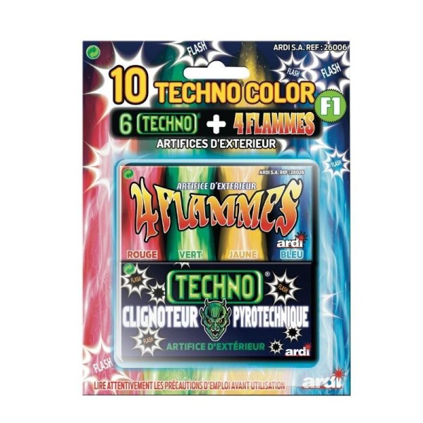 10 Techno Color blister - Tolles Set Kinderfeuerwerk