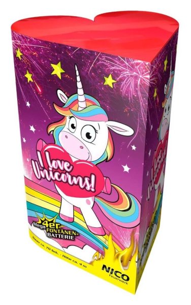 I Love Unicorns - farbenfrohe Fontänenbatterie
