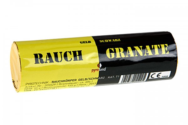 Rauchgranate Gelb schwarz - Doppelrauch im Pyrolager.de